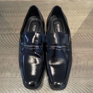 Stacy Adams Men's Black Leather Loafer Dress Shoes Metal Trim Square Toe 10M